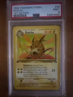 Pokemon TCG Raichu First Edition Fossil 14/62 Non Holo Psa 9 - Image 1