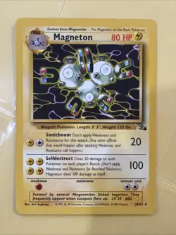 Pokemon TCG 1999 Magneton Unlimited Fossil Rare Non-Holo 26/62 - Image 1