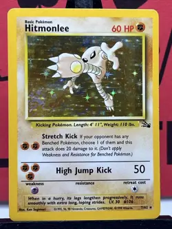 Hitmonlee 7/62 Fossil Holo Rare Unlimited Pokemon TCG - Image 3