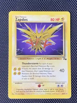 Zapdos 30/62 Fossil Non Holo Rare Vintage Pokemon TCG LP+ - Image 1