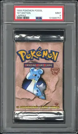 Pokemon Fossil 1st Edition Lapras Art Authentic Sealed Booster Pack PSA 9 - Image 1
