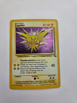 Pokemon 1999 Fossil Zapdos Unlimited Holo Rare #15/62 1999 Holographic - Image 1