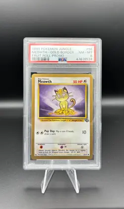1999 Pokemon Jungle "Gold Border" Fruit Rollup Promo Meowth #56 Rare PSA 8 NM-MT - Image 1
