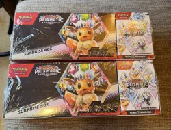 2 Sam’s Club Pokemon Prismatic Evolutions Surprise Box & Booster Bundle Lot Sams - Image 1