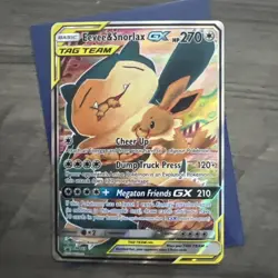 Pokemon Eevee & Snorlax GX Team Up TCG SM169 Holo Black Star Promo - Image 1