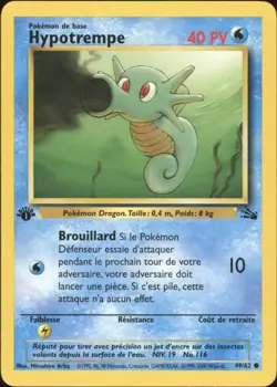 2000 Pokemon FRENCH 1st Edition Fossil Hypotrempe-Horsea 49/62 NM - Image 1