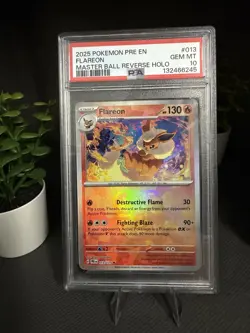 Pokemon TCG Flareon Master Ball Reverse Holo 013/131 Prismatic Evolutions PSA 10 - Image 2