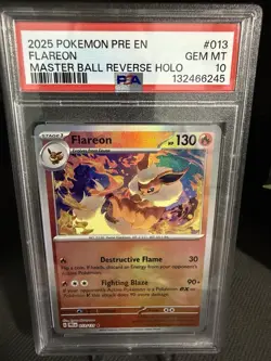Pokemon TCG Flareon Master Ball Reverse Holo 013/131 Prismatic Evolutions PSA 10 - Image 5