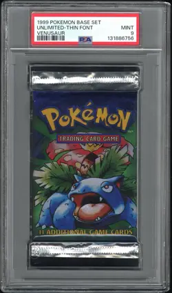 1999 Pokemon Base Set Booster Pack PSA 9 Thin Font Unlimited Venusaur Art - Image 1