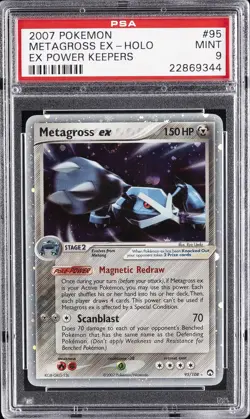 2007 POKEMON EX POWER KEEPERS #95 METAGROSS EX-HOLO PSA 9 - Image 1
