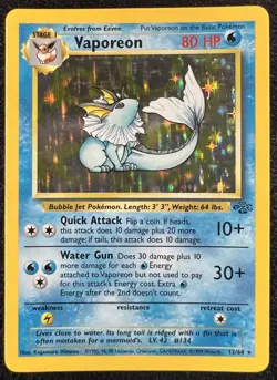 Vaporeon Jungle 12/64 Holo Rare Pokemon Card Unlimited - NM - Image 1