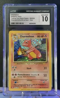 CGC Gem Mint 10 Charmeleon 002/034 Trading Card Game Classic Holo Pokemon TCG - Image 1