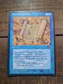 MtG Homelands Merchant Scroll M/NM Flat Ship VCT123897 - Image 1