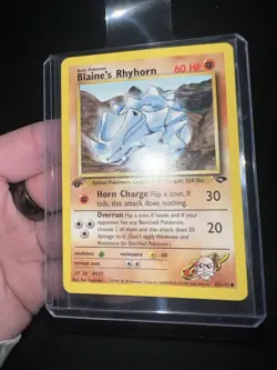 Blaine’s Rhyhorn 1st Edition Gym Challenge 65/132 WOTC Vintage Pokemon NM - Image 1