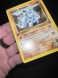 Blaine’s Rhyhorn 1st Edition Gym Challenge 65/132 WOTC Vintage Pokemon NM - Image 3