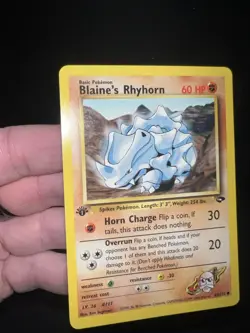 Blaine’s Rhyhorn 1st Edition Gym Challenge 65/132 WOTC Vintage Pokemon NM - Image 4