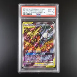 PSA 10 Moltres Zapdos Articuno SM210 Pokemon Hidden Fates Stained Glass Holo - Image 1