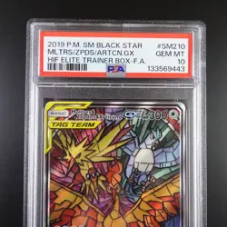 PSA 10 Moltres Zapdos Articuno SM210 Pokemon Hidden Fates Stained Glass Holo - Image 2