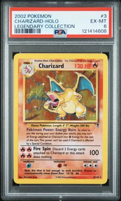 2002 Pokemon Legendary Collection #3 Charizard Holo PSA 6 EX-MT - Image 1