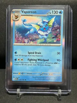 Vaporeon 134/165 Holo Rare Pokemon 2023 Scarlet & Violet 151 NM English - Image 1