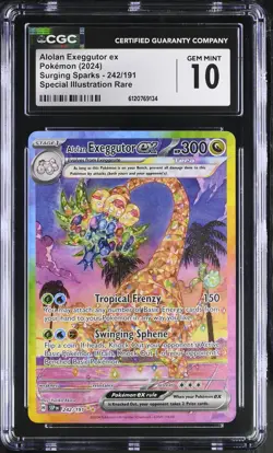 CGC 10 Alolan Exeggutor ex 242/191 Holo SIR Surging Sparks Pokemon Card - Image 1