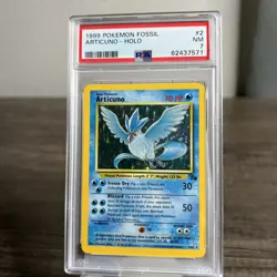 Articuno Holo Fossil 2/62 Pokemon Card Unlimited PSA 7 NM - Image 2