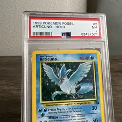 Articuno Holo Fossil 2/62 Pokemon Card Unlimited PSA 7 NM - Image 3