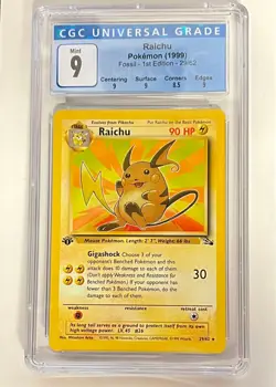Raichu 1st Edition Pokemon Fossil CGC 9 Blue Label Gem Mint 29/62 - Image 1