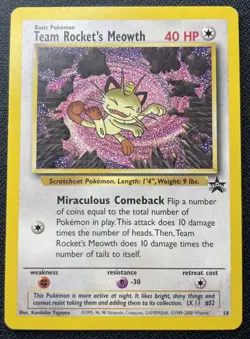 Pokemon Team Rockets Meowth 18 Black Star Promo Rare Card WOTC LP - Image 1