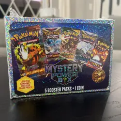 Pokemon MYSTERY POWER BOX 5 Booster Packs 1 Coin 2023 - Image 1