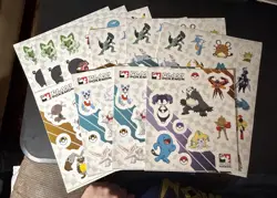 Lot Of 10 Pokemon Sticker Sheets 2023 League Promo Pokemon CCG TCG Pikachu - Image 1