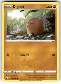 Diglett SWSH01: Sword & Shield Base Set Common Pokemon Near Mint or Better - Image 1