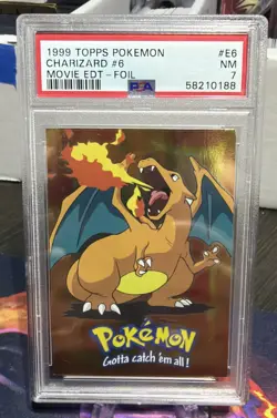 1999 TOPPS POKEMON THE MOVIE EDITION FOIL #E6 CHARIZARD #6 PSA 7 - Image 1