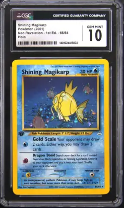 2001 POKEMON NEO REVELATION 1ST ED SHINING MAGIKARP CGC 10 - Image 1