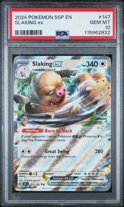 Pokemon Slaking ex Sv08 Surging Sparks 147/191 PSA 10 Holo Double Rare English - Image 1