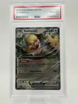 Pokemon Slaking ex Sv08 Surging Sparks 147/191 PSA 10 Holo Double Rare English - Image 2