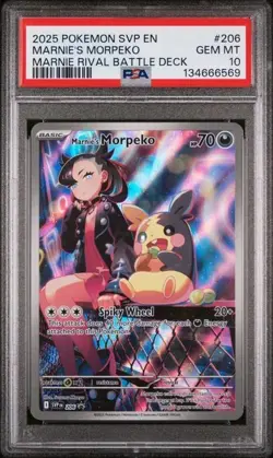2025 POKEMON SVP EN-SV BLACK STAR PROMO #206 MARNIE'S MORPEKO PSA 10 - Image 1