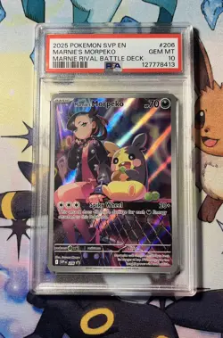 2025 POKEMON SVP EN-SV BLACK STAR PROMO #206 MARNIE'S MORPEKO PSA 10 - Image 1