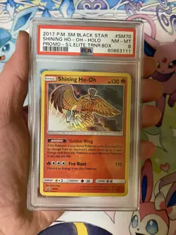2017 POKEMON SM BLACK STAR PROMO #SM70 SHINING HO-OH-HOLO PSA 8 - Image 1