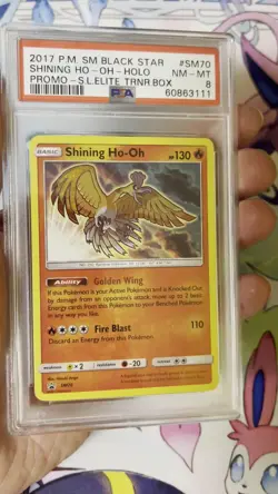 2017 POKEMON SM BLACK STAR PROMO #SM70 SHINING HO-OH-HOLO PSA 8 - Image 2