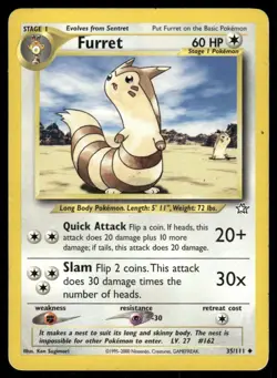 Pokemon Tcg Furret #35 Pokemon Neo Genesis MP - Image 1