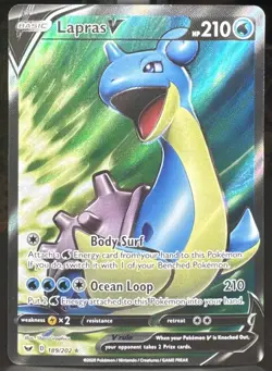 Pokemon TCG Lapras V (Full Art) 189/202 Swsh01 Sword & Shield Full Art Holo Card - Image 1