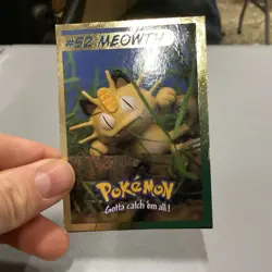 1999 Hasbro Toy Wishes Magazine Pokemon Gold Foil Card Meowth - Image 1