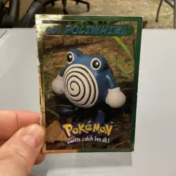 1999 Hasbro Toy Wishes Magazine Pokemon Gold Foil Card Poliwhirl - Image 1