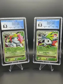 CGC 8.5 Shaymin LV.X 2009 Platinum 126 & 127 Holo Pokemon Card Set With Subgrade - Image 1