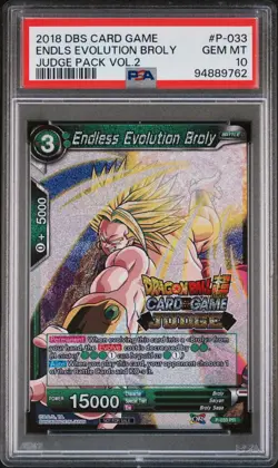 Endless Evolution Broly JUDGE STAMPED Foil P-033 Dragon Ball Super Card PSA 10 - Image 1