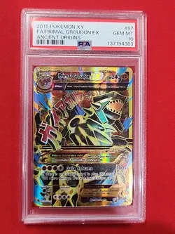 2015 POKEMON XY ANCIENT ORIGINS #97 FULL ART/PRIMAL GROUDON EX PSA 10 NEW GRADE! - Image 3