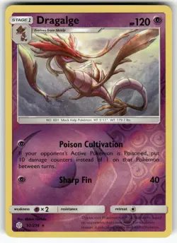 Dragalge SM - Cosmic Eclipse Reverse Holo Rare Pokemon Lightly played - Image 1