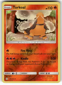 Torkoal SM - Cosmic Eclipse Uncommon,Reverse Holo Pokemon Lightly played - Image 1