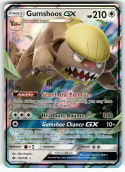 Gumshoos GX SM Base Set Ultra Rare Pokemon Lightly played - Image 1